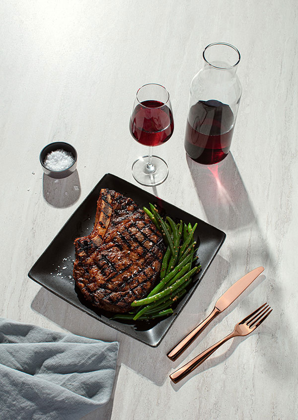 Gochujang Bone-in Ribeye with Garlicky Green Beans