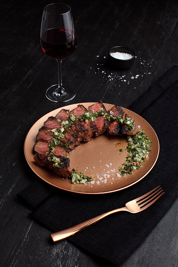 Pan-Roasted Strip Steak with Chimichurri