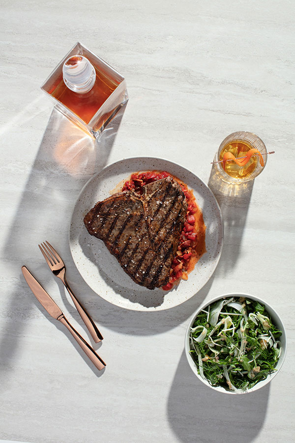 Grilled T-Bone Steak with Tomato Bacon Jam