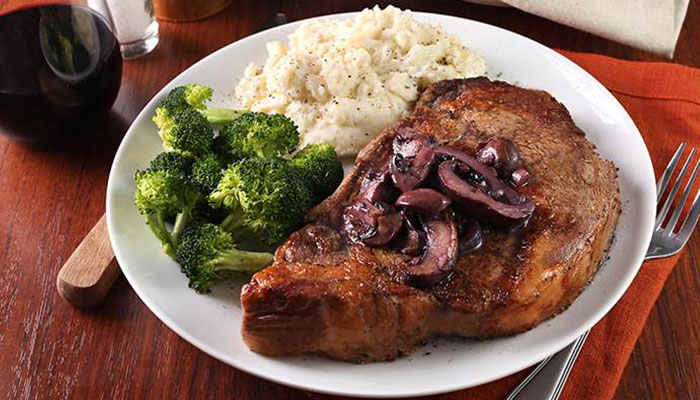 Pan-Seared Ribeye Steaks with Red Wine Mushrooms