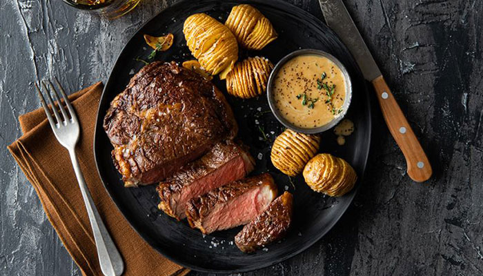 Skillet-Roasted Ribeye with Whiskey Cream Sauce